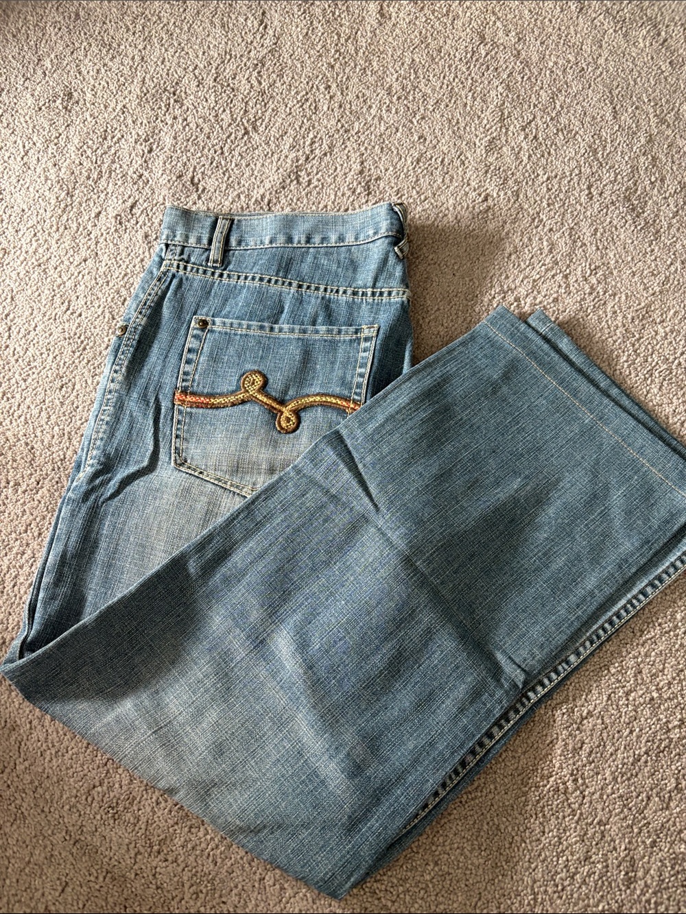 Lrg Light Blue Straight Leg Men’s Jeans with Embroidered Back Pocket